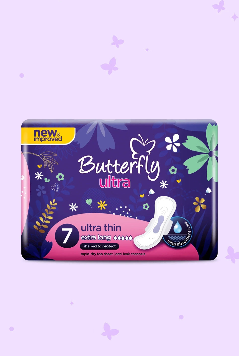 Butterfly Ultra Thin Extra Long Sanitary Pads – 7 Pcs
