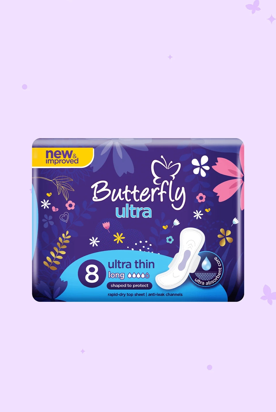 Butterfly Ultra Thin Long Sanitary Pads – 8 Pcs